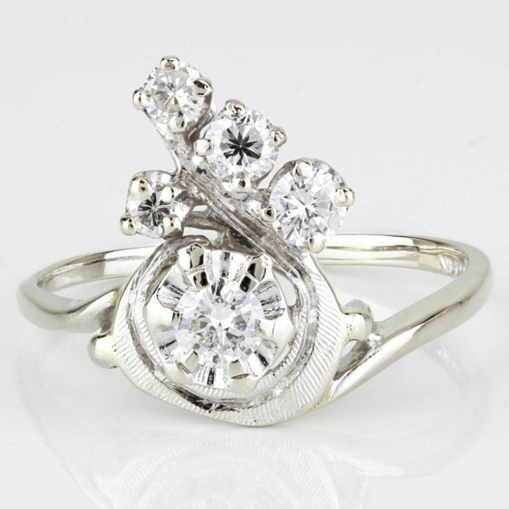 14K White Gold Vintage Diamond Ring by Gothic